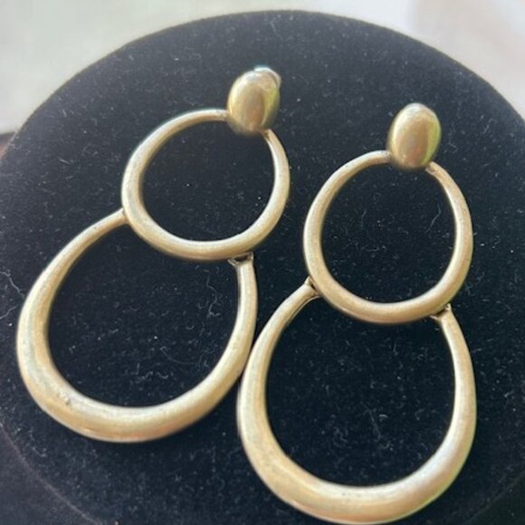 LAUREN RALPH LAUREN Antique Bronze Double Circle EARRINGS - Picture 3 of 9